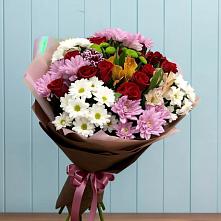 Букет цветов из:  Розы, Хризантемы и Альстромерии в Розовке